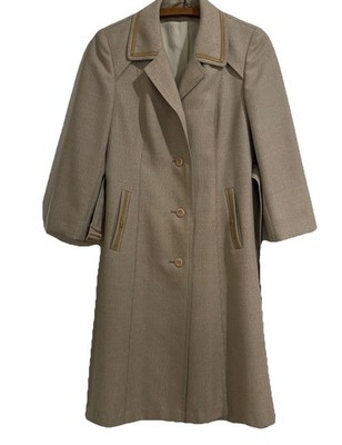 VINTAGE ADLER Qualitat WOMEN'S Trench Coat German Size 8 Belted Jacket Beige