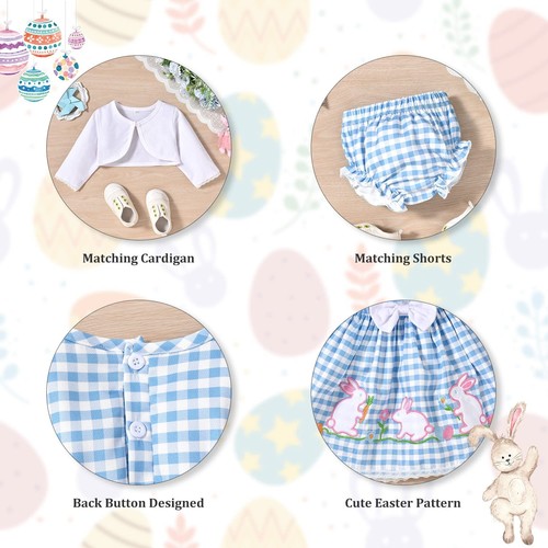 Newborn Easter Bunny Easter Dresses Infant Baby Girls Easter Day Outfit Cloth... - Picture 2 of 6