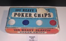 Crisloid 100 Interlocking Heavy Plastic Poker Chips Red White Blue Vintage