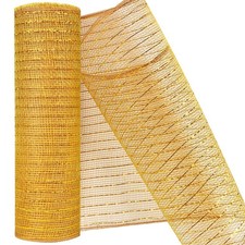 Deco Mesh 10 Inch x 30 Feet Decor Mesh Ribbon with Metallic Foil Deco Mesh Wr...