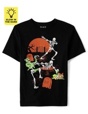 The Children's Place Boys Halloween Skeletons Graphic T-shirt Black Sz XXL 16
