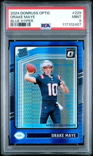 2024 PANINI DONRUSS OPTIC BLUE HYPER #229 DRAKE MAYE ROOKIE RC PSA 9