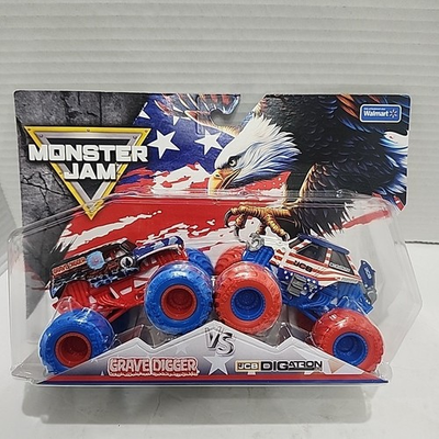 #ad Monster Jam Grave Digger vs JCB Digatron Stars amp; Stripes 2025 Walmart Exclusive $22.88