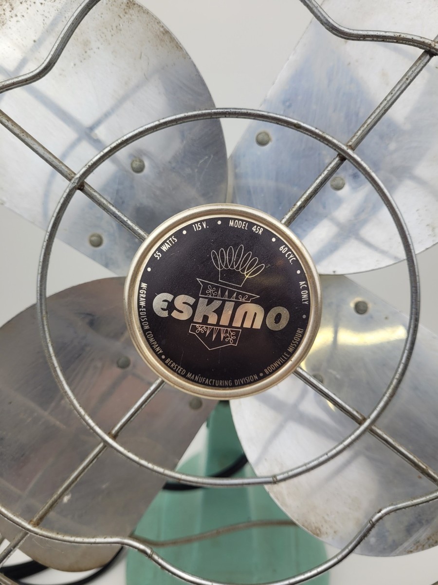 Vintage MCM ESKIMO Model 45R Oscillating 14” Three Speed Fan