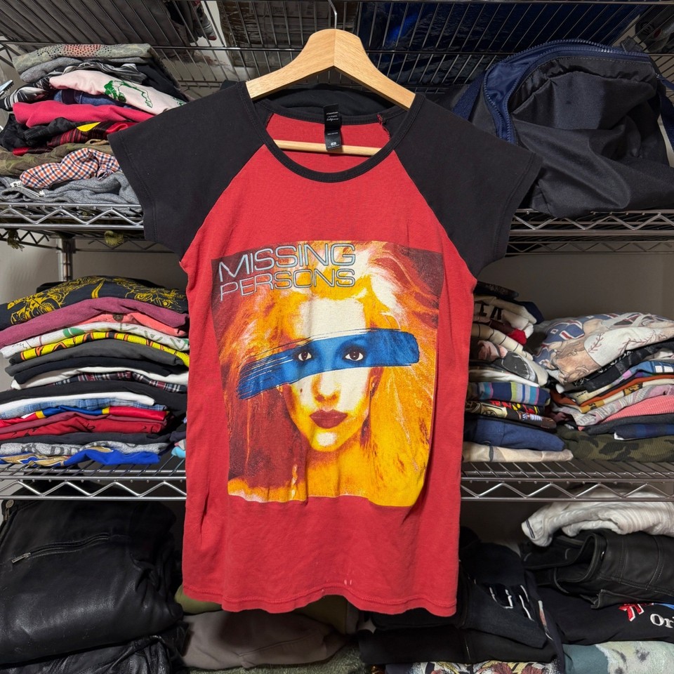 Vintage Y2K Missing Persons Band Tee Raglan Short Sleeve T-Shirt Women S Red