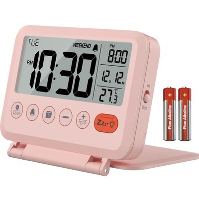 Reisewecker Digital Klein Modern Batterie rosa Wecker Kalender Temperatur