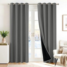 100 Blackout Curtains, Thermal Insulated Window Drapes, Noise Reducing Panel...