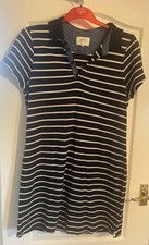 Papaya Women's Midi Shirt Dress Navy Blue/White Striped, Short Sleeve, Size 18
