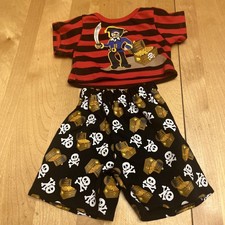 Build A Bear Workshop BABW Pirate Pajamas Red Black Stripe Top Treasure Pants