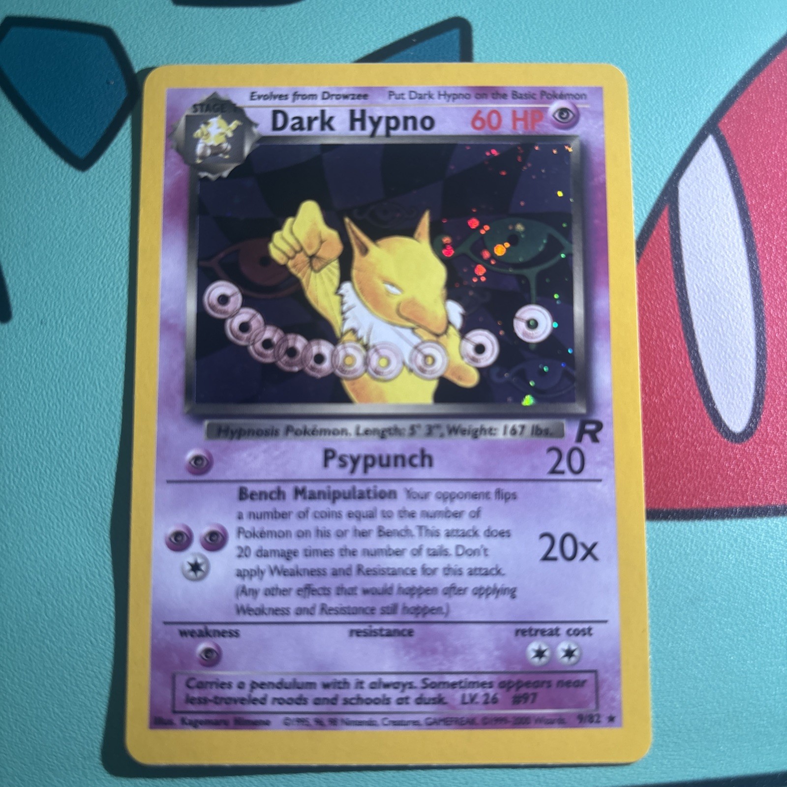 Pokemon Dark Hypno 9/82 Team Rocket Holo Rare WOTC Vintage 2000