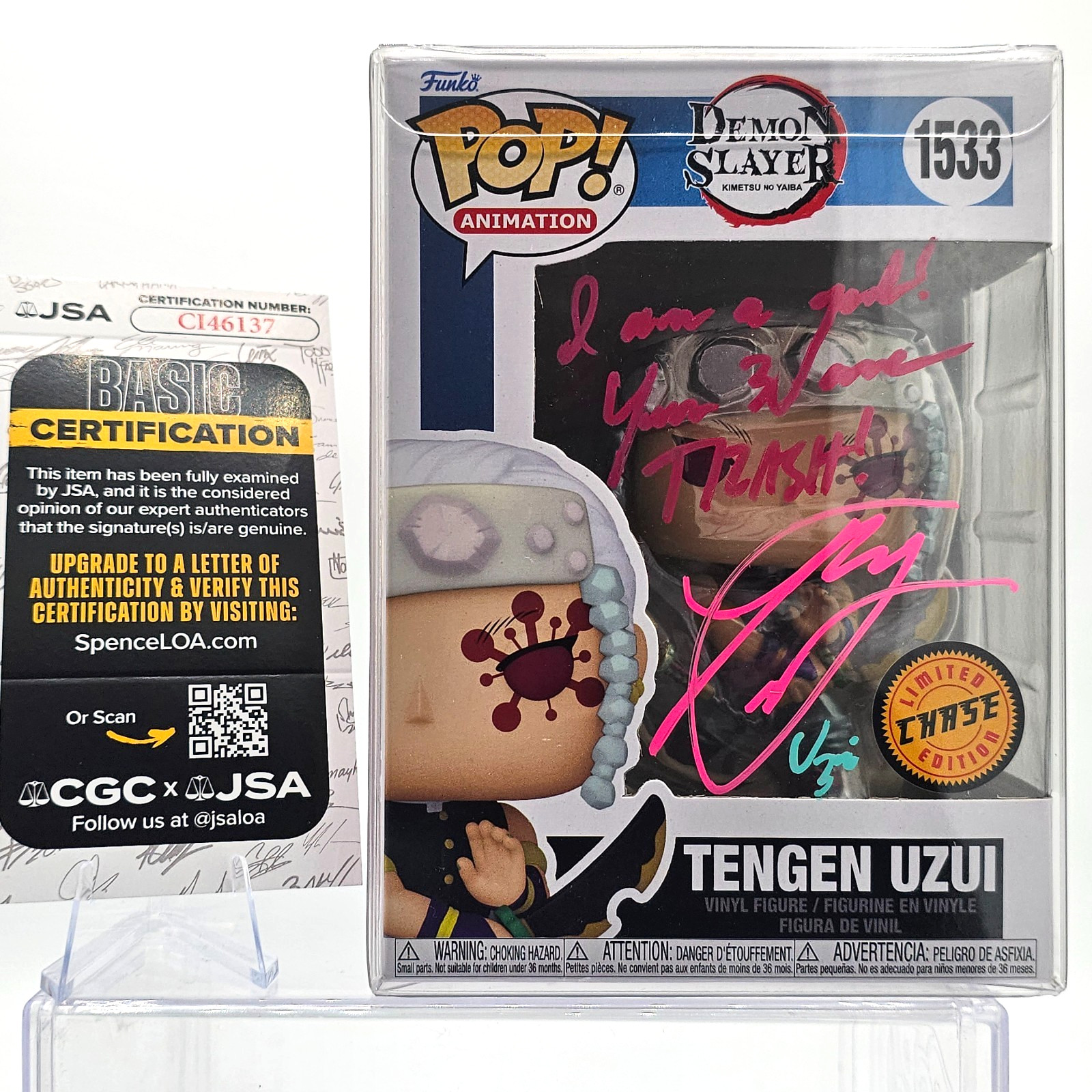 Funko Pop! Demon Slayer: Tengen Uzui #1533 CHASE  SIGNED/QUOTED: Ray Chase (JSA)