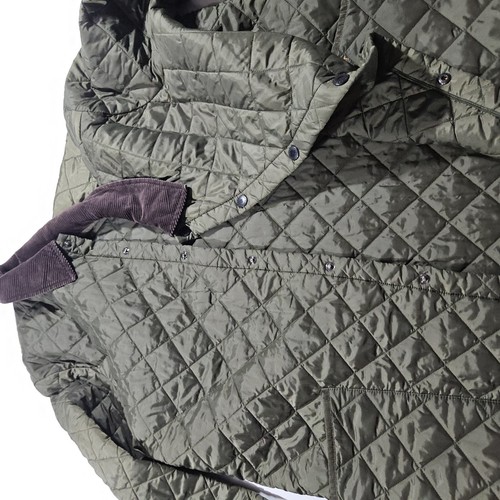 Barbour Liddesdale Army Green Corduroy Collar Quilted Mens Jacket XXL - Picture 3 of 5