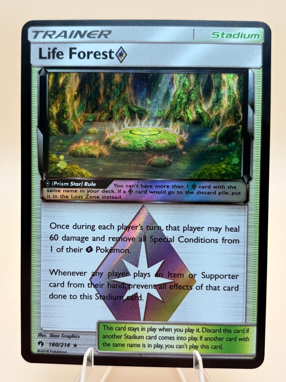 Life Forest ◇ 180/214 Prism Star Rare Lost Thunder Pokemon Near Mint