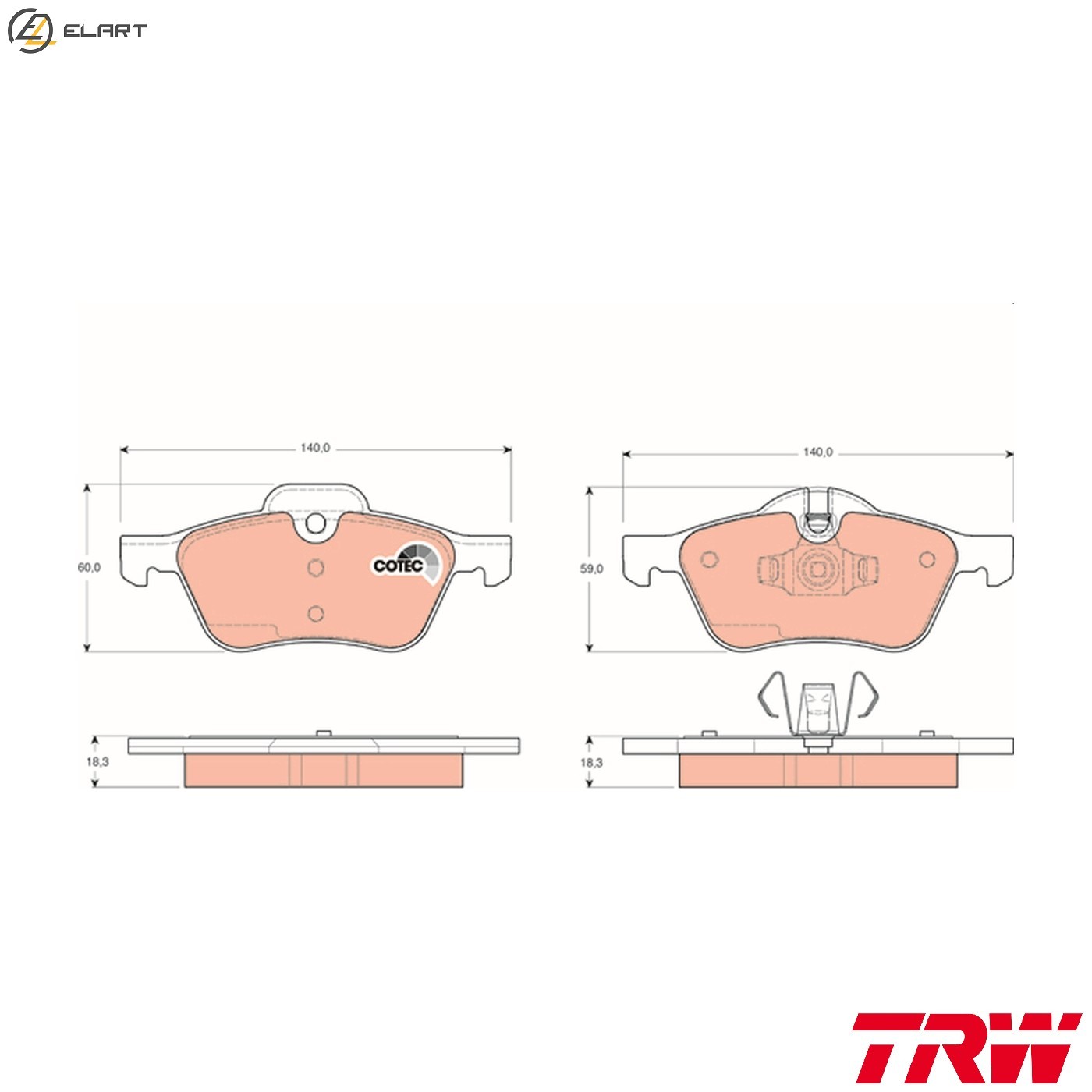 BRAKE PAD SET DISC BRAKE GDB1476 FOR MINI W17 D14 /1ND 1.4L W10 B14 A 1.4L 4cyl