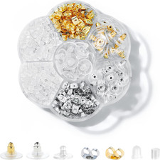 500PCS Earring Backs 7 Styles Clear Plastic Silicone Hypoallergenic Metal Studs