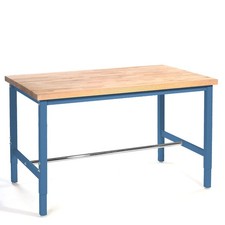 Production Workbench Return - Maple Butcher Block Square Edge - Blue 72"W x 24"D