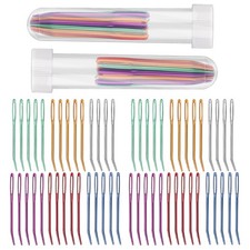 58Pcs Big Eye Bent Tip Needle with Tube, Aluminum Tapestry Needle Curved Needle