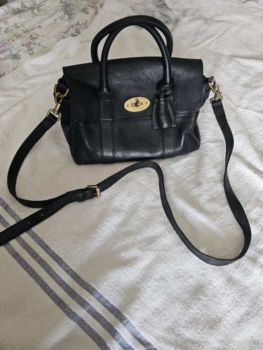 Mulberry Small Bayswater Black Grained Leather Handbag