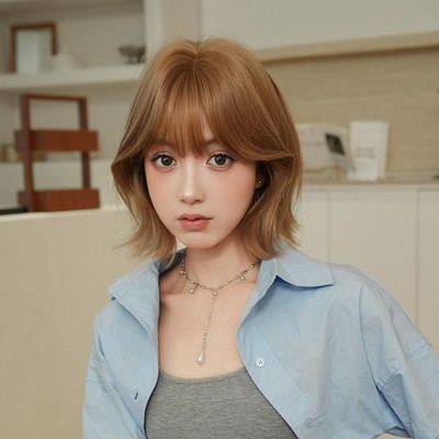Short Curly Wig with 8 Shape Sideburns Flipped Ends Synthetic Full Head Wig for