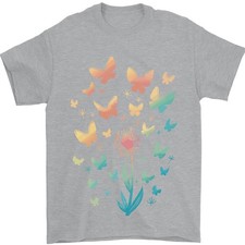 Camiseta De Algodón 100% Para Hombre De Planta De Diente De León Y Mariposa