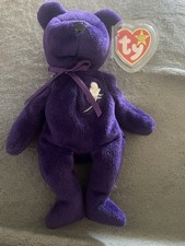 1997 Princess Diana Ty Original Beanie Baby Bear PE Pellets Purple Vintage Rare