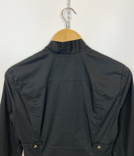 Camisa de Lujo GUCCI Manga Larga Para Mujer Negra Algodón Botón Torcido Cintura Talla 40 - Imagen 7 de 10