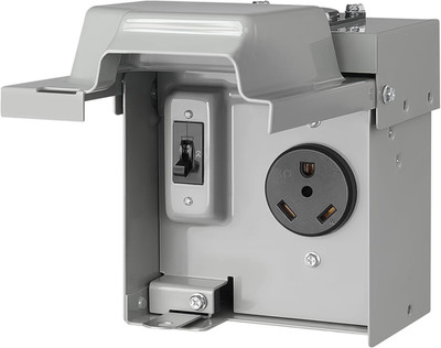30 Amp RV Outlet Box with Breaker, 125V NEMA TT-30R, Weatherproof Power Box with