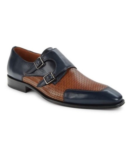 Mezlan Herren 9 M Leder Doppel Mönch Riemen Braun Marine Elegant Schuhe Oxford