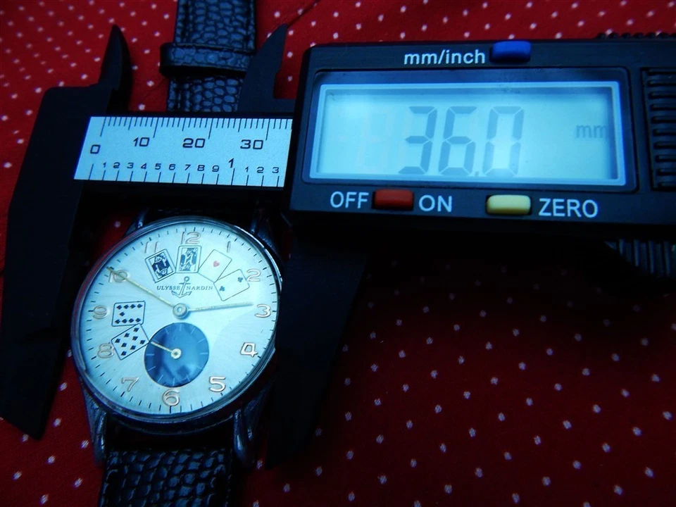 DE COLECCIÓN ULYSSE NARDIN PLATA TARJETAS DE PÓQUER ESFERA 36 MM CAJA CHAPADA EN ORO MANUA WIND Foto 3 de 4