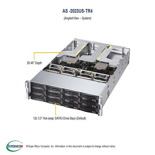 Supermicro AS-2023US-TR4 12X3,5" (4xNVME) Serwer/2x EPYC 7702=128 rdzeniowy/1T 2933 RAM - Zdjęcie 3 z 8
