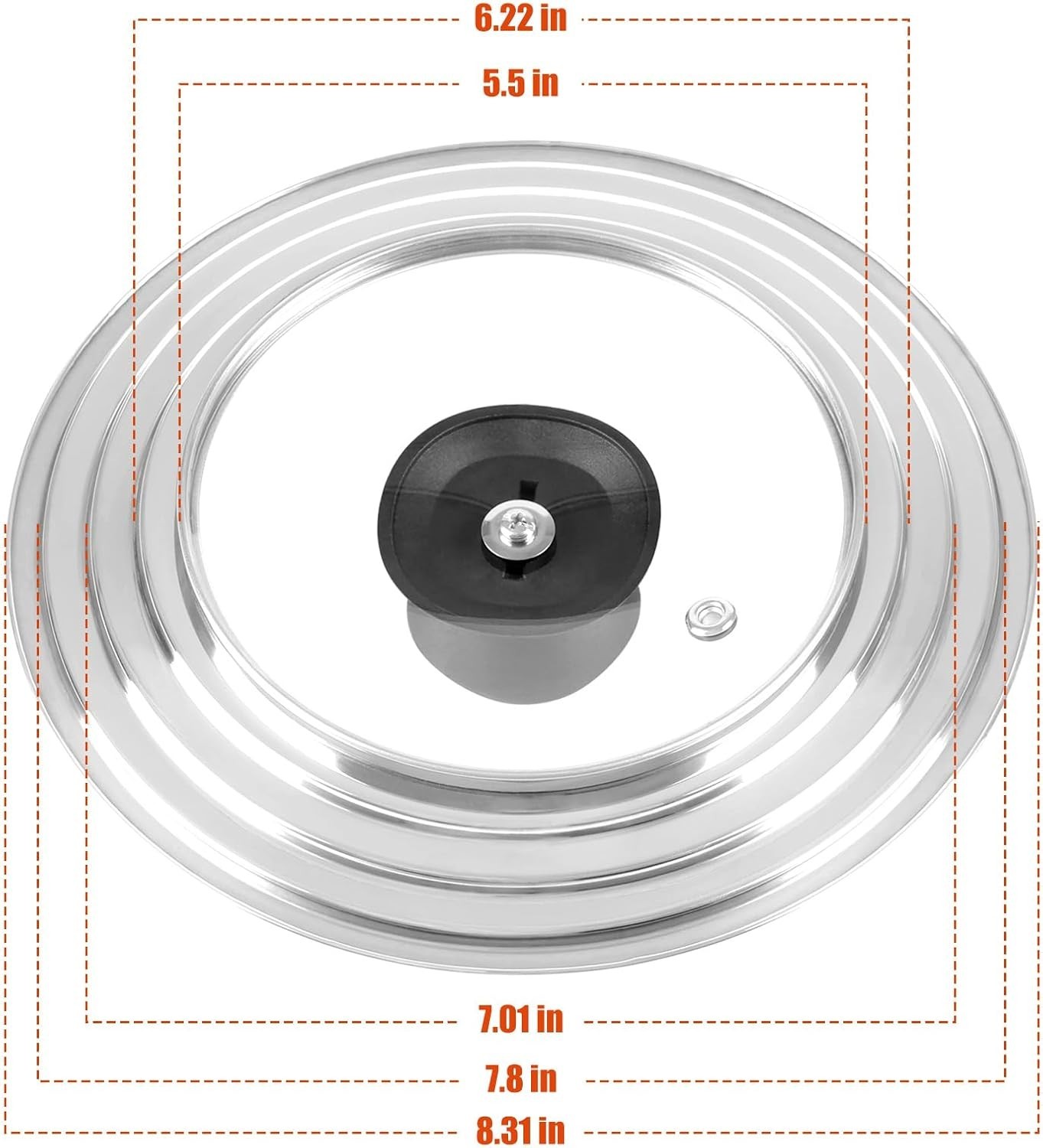 Universal Lid for Pots and Pans Skillets, Stainless Steel Pan Cover