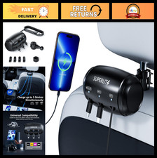 3-in-1 Retractable Backseat Car Charger - Headrest Mount USB Charging Station fo