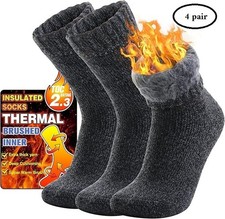 4-Pair Men  s Thermal Heated Socks Winter Warm Ski Socks Size 10-13 TOG 2.13