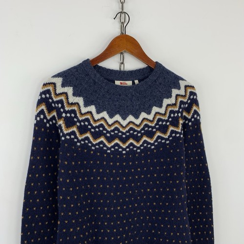 Fjallraven Ovik Knit Sweater Wool Fair Isle Nordic Women’s Elbow Patches Size XS - Picture 8 of 15