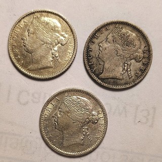 Lot of (3) Straits Settlements 1884 1889 1900 10 Cent Silver coin no Reserve