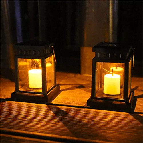 Solar Lantern Hanging Lights LED Outdoor Retro Garden Yard Lamp Waterproof Decor - Picture 2 of 39