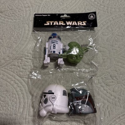 Star Wars Disney Antenna Topper Set -Yoda, Boba Fett, R2-D2, Stormtrooper NEW