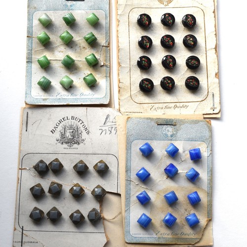 4 Sets of 12 Original Store Cards Small Czech Glass Buttons 3/8” & Under - Picture 8 of 8