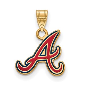 Authentic Gold Plated Sterling Silver MLB LogoArt Atlanta Braves Enameled Pendant