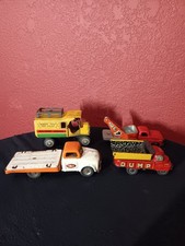 Vintage 1950's Japan Tin Litho Friction Toys Lot of 4 Trucks Old Used Sold As-Is