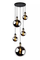 Pendelleuchte Glas Blendarm Schwarz KüChe E27 B:65 Cm HäNgelampe 5-Flammig