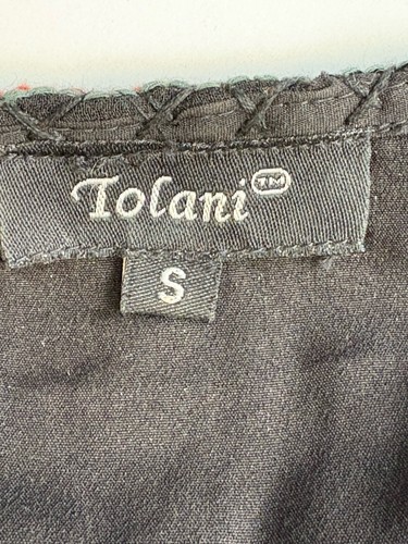 Tolani Women’s Tunic Top Size S Black Heavily Embroidered Lined Tassel Boho - Picture 3 of 8
