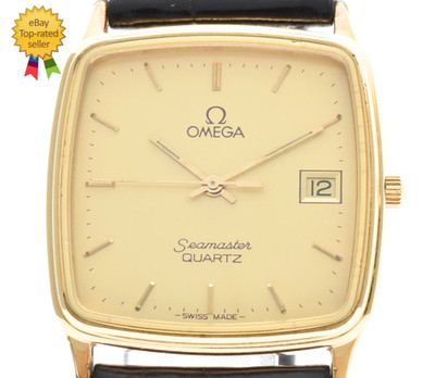  Vintage [N MINT] OMEGA Seamaster Cal.1430 Quartz Date Gold Swiss Made 30mm...