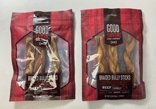 Lot Of 2 - Packs Of 3 Good Lovin' BRAIDED Bully Sticks Dog Chews