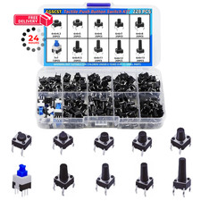 EGSCST 228PCS 10 Values 6x6mm 7x7mm Tactile Push Button Switch Assortment...
