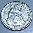 1871 Seated Liberty Half Dime Beautiful High Grade Coin Rare Date