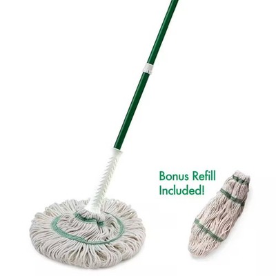 Twist Mop Tornado Blended Cotton Green White W/Extra Refill Steel Handle Libman