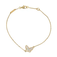 Van Cleef & Arpels 18k Yellow Gold White MOP Sweet Butterfly Bracelet 7"