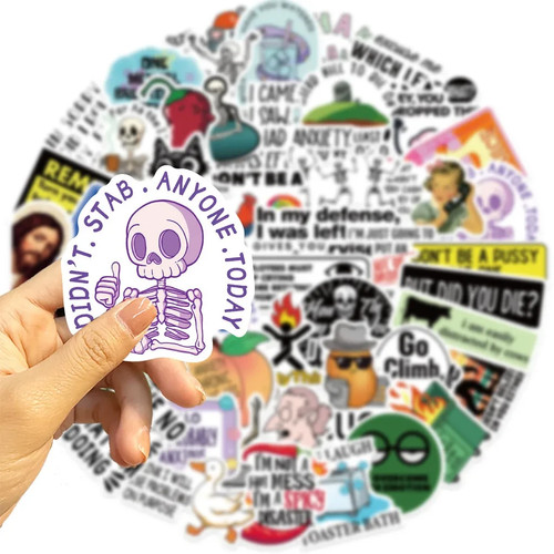 50 Funny Cartoon Snarky Trendy Meme Stickers, Laptop/Bottle Decal, Waterproof - Picture 6 of 12