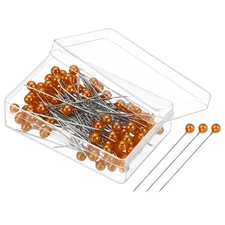 100Pcs Sewing Pins Straight Pin with Plastic Pearlized Ball Head Orange